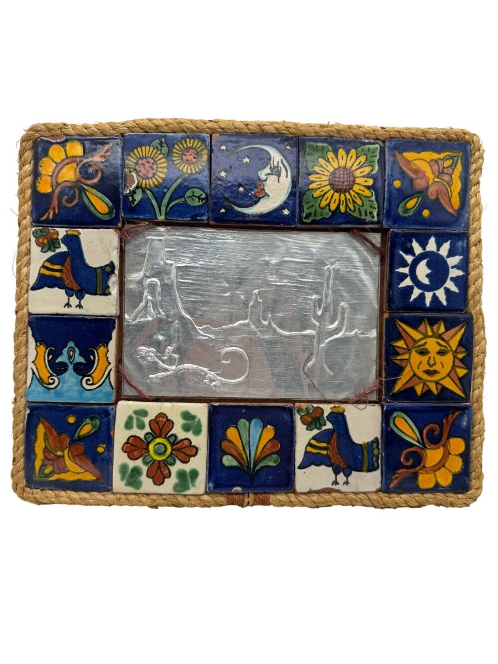 Mexican Talavera hand painted tile wall art piece handmade rustic southwest deco